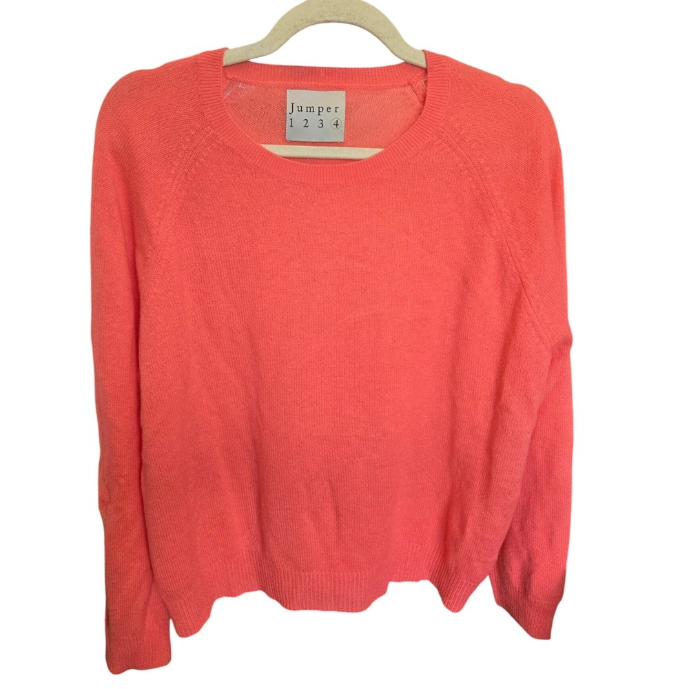 Jumper 1234 Cashmere Sweater Crewneck Pink Coral Pullover Knit Size 4 Large